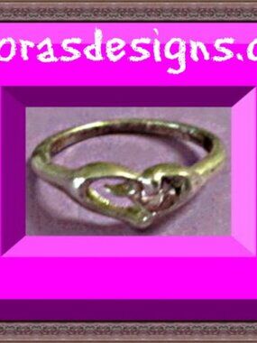 Vintage Theme Silver Tone Heart Design Ring Size 6.5 With Pink Crystal